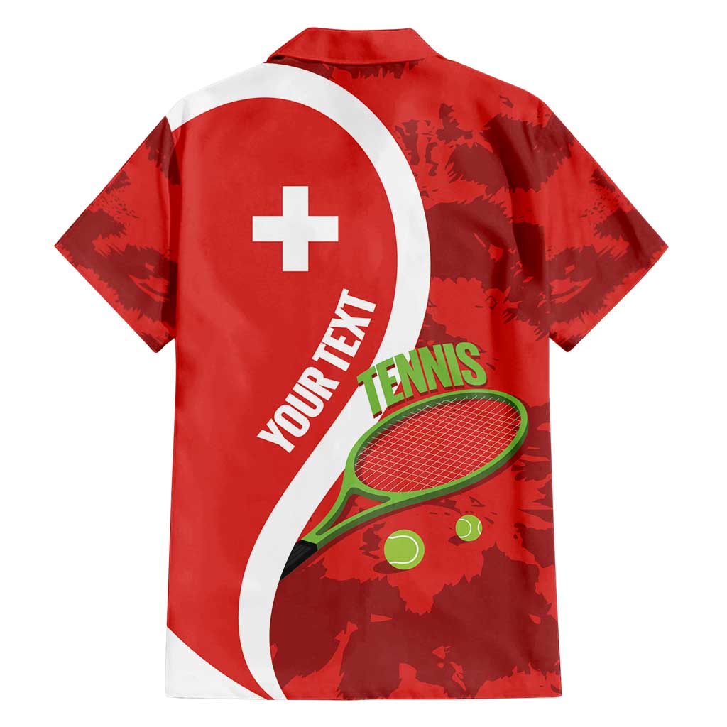 Personalised Switzerland Tennis Family Matching Off Shoulder Maxi Dress and Hawaiian Shirt Swiss Born To Play - Wonder Print Shop
