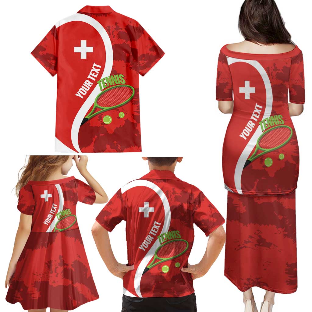 Personalised Switzerland Tennis Family Matching Puletasi and Hawaiian Shirt Swiss Born To Play - Wonder Print Shop