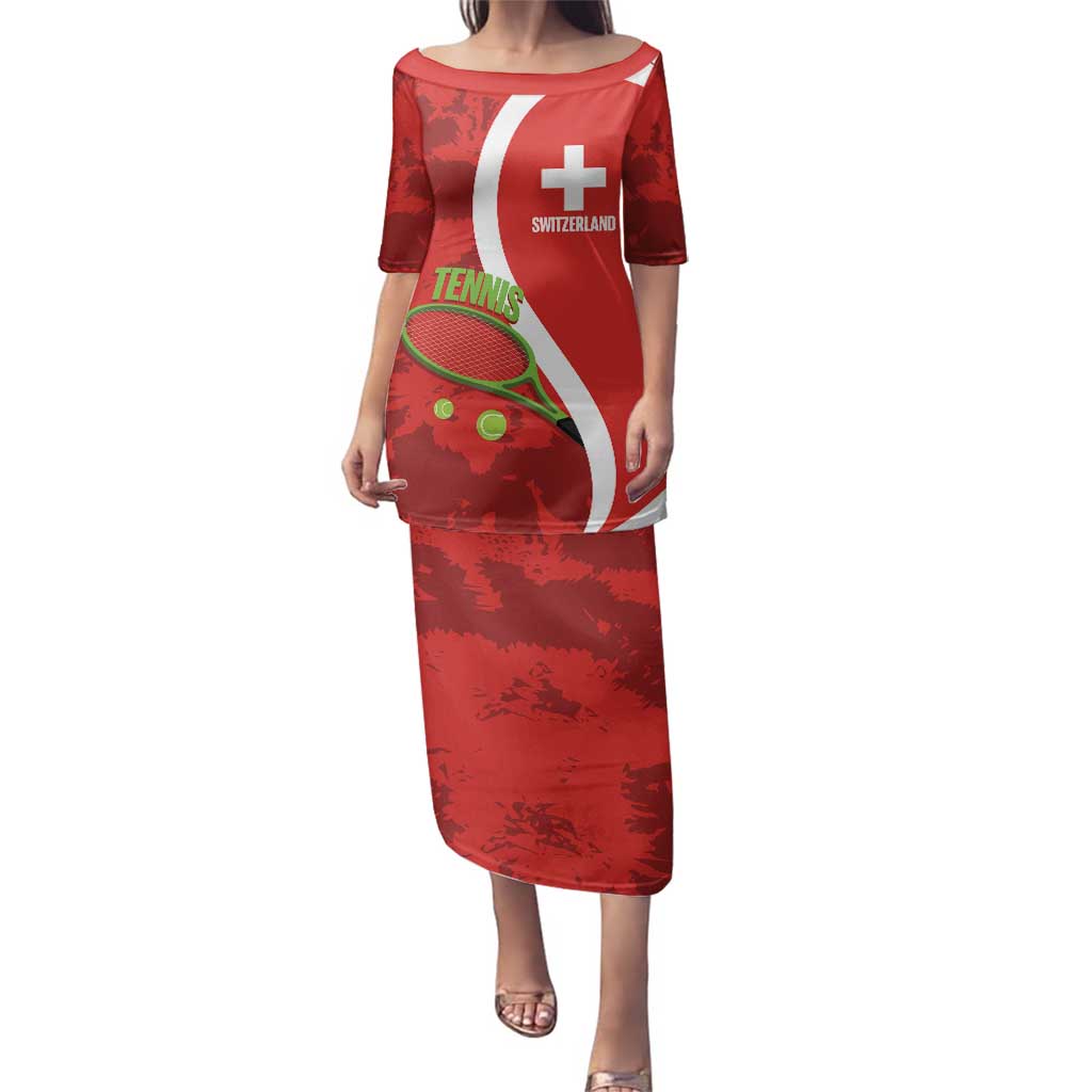 Personalised Switzerland Tennis Family Matching Puletasi and Hawaiian Shirt Swiss Born To Play - Wonder Print Shop