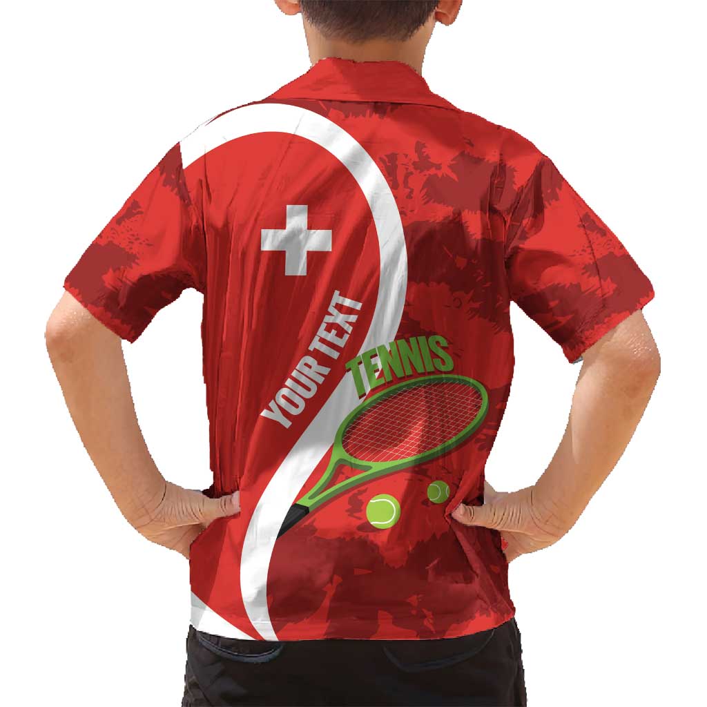 Personalised Switzerland Tennis Family Matching Summer Maxi Dress and Hawaiian Shirt Swiss Born To Play - Wonder Print Shop