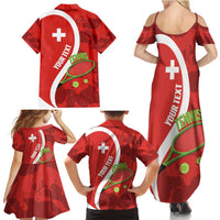 Personalised Switzerland Tennis Family Matching Summer Maxi Dress and Hawaiian Shirt Swiss Born To Play - Wonder Print Shop