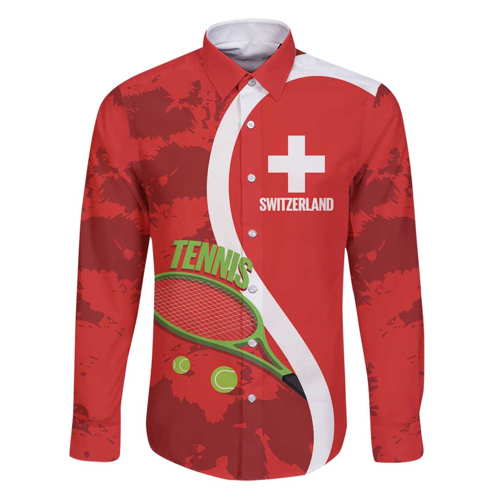 Personalised Switzerland Tennis Family Matching Summer Maxi Dress and Hawaiian Shirt Swiss Born To Play - Wonder Print Shop