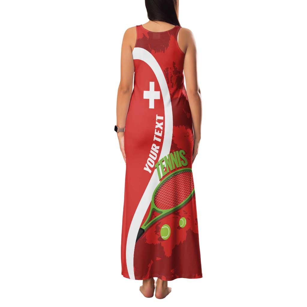 Personalised Switzerland Tennis Family Matching Tank Maxi Dress and Hawaiian Shirt Swiss Born To Play - Wonder Print Shop