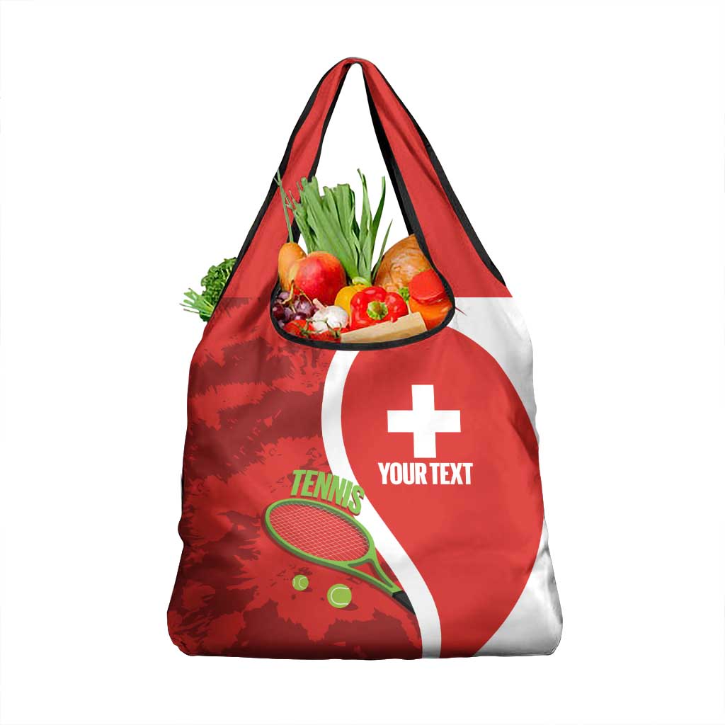 Personalised Switzerland Tennis Grocery Bag Swiss Born To Play - Wonder Print Shop
