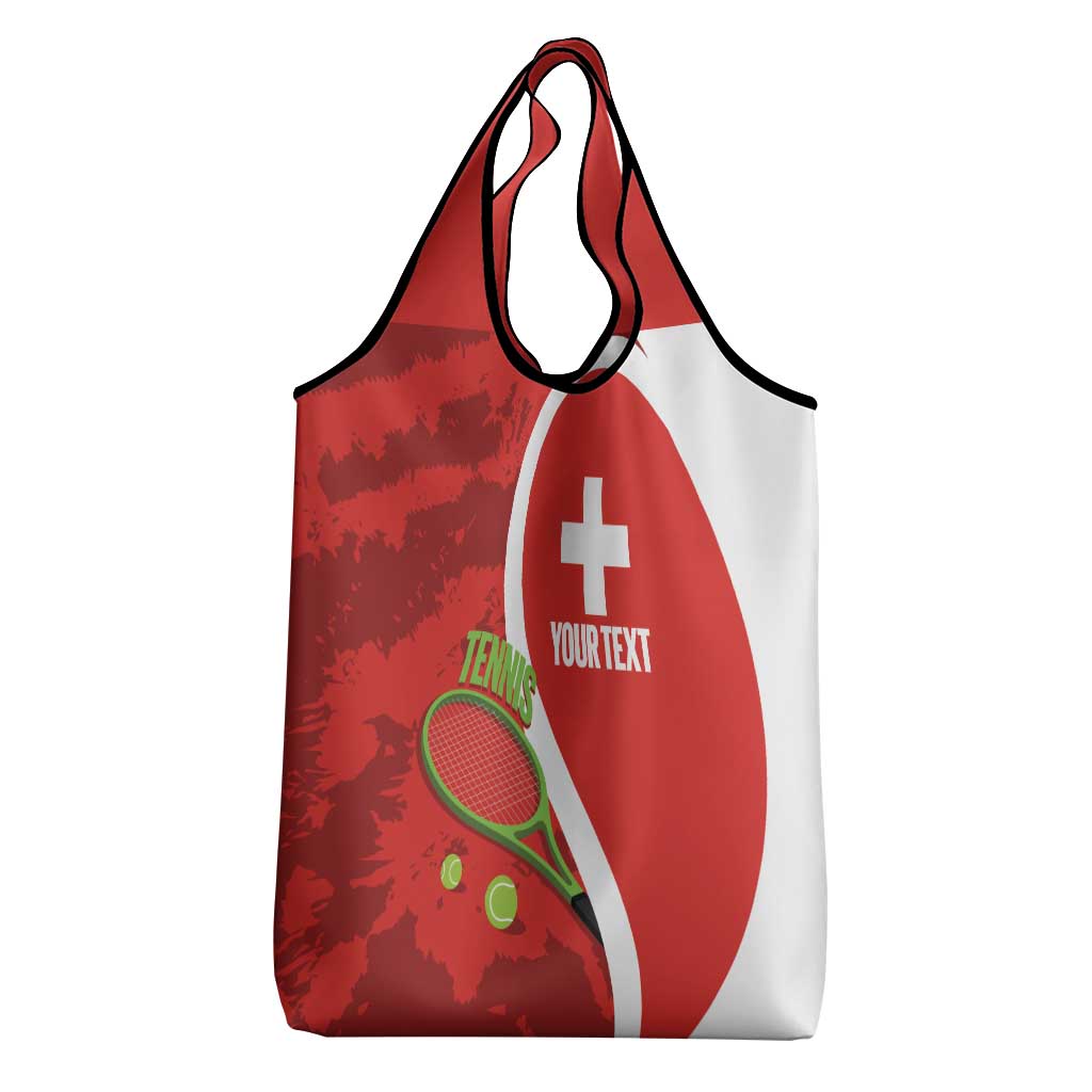Personalised Switzerland Tennis Grocery Bag Swiss Born To Play - Wonder Print Shop