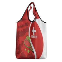 Personalised Switzerland Tennis Grocery Bag Swiss Born To Play - Wonder Print Shop