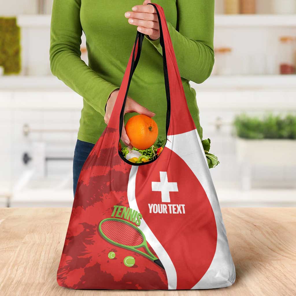 Personalised Switzerland Tennis Grocery Bag Swiss Born To Play - Wonder Print Shop