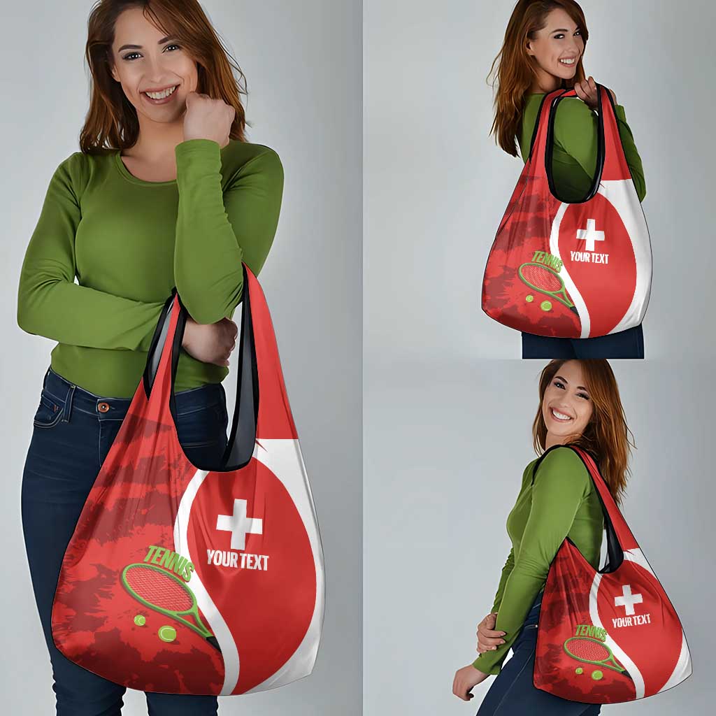 Personalised Switzerland Tennis Grocery Bag Swiss Born To Play - Wonder Print Shop