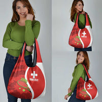 Personalised Switzerland Tennis Grocery Bag Swiss Born To Play - Wonder Print Shop