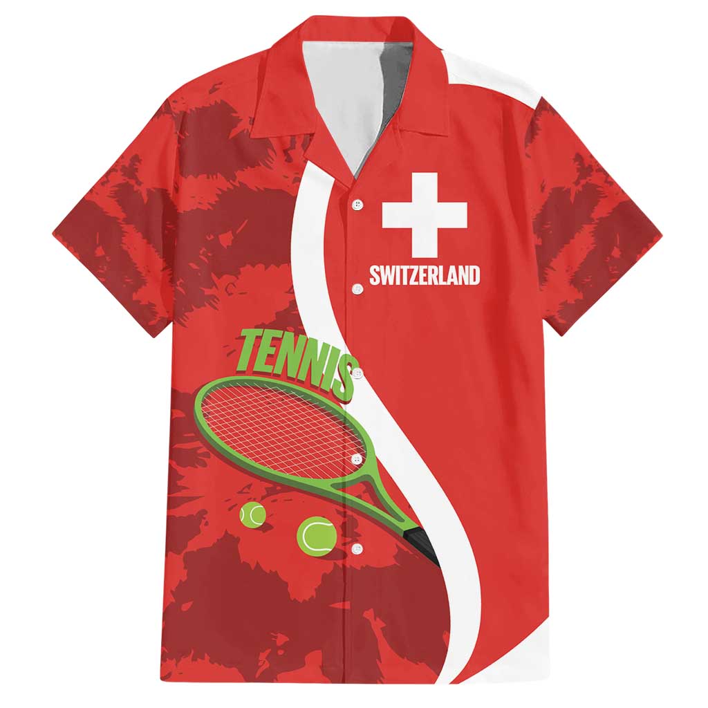 Personalised Switzerland Tennis Hawaiian Shirt Swiss Born To Play - Wonder Print Shop