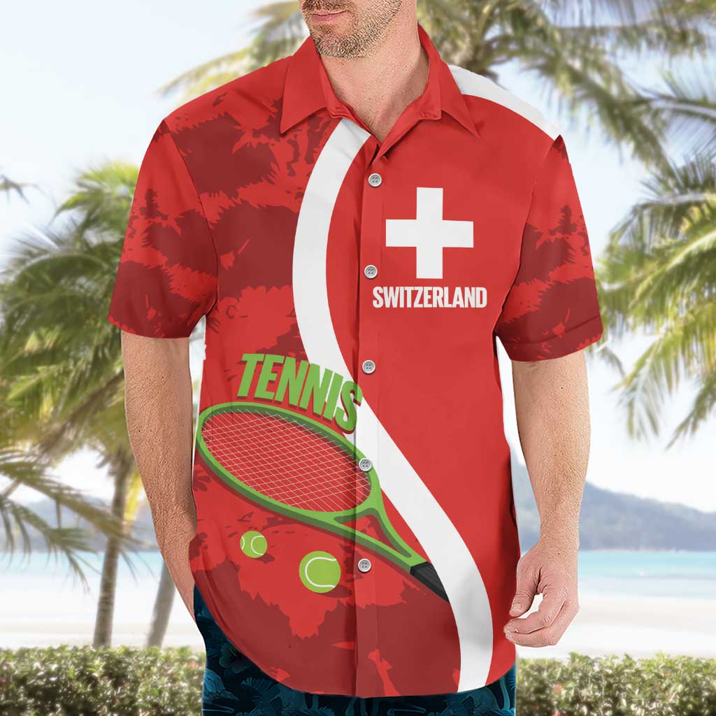 Personalised Switzerland Tennis Hawaiian Shirt Swiss Born To Play - Wonder Print Shop