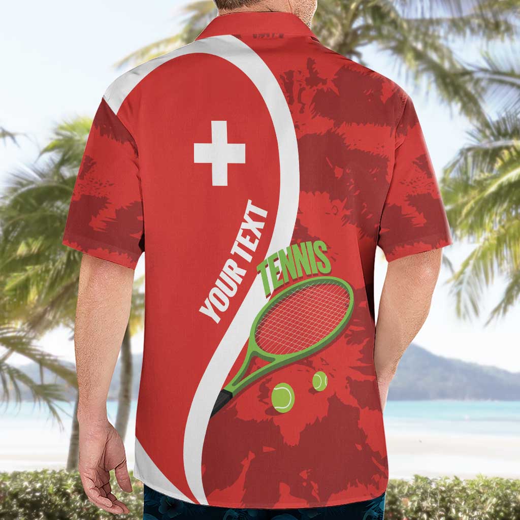 Personalised Switzerland Tennis Hawaiian Shirt Swiss Born To Play - Wonder Print Shop