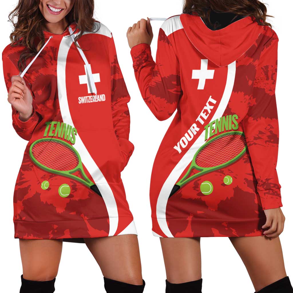 Personalised Switzerland Tennis Hoodie Dress Swiss Born To Play - Wonder Print Shop