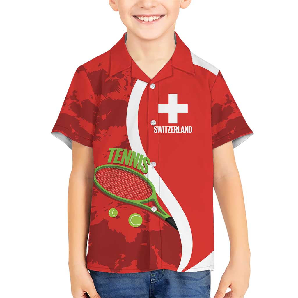Personalised Switzerland Tennis Kid Hawaiian Shirt Swiss Born To Play - Wonder Print Shop
