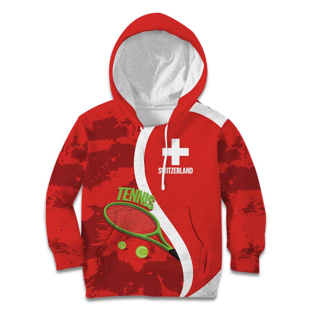 Personalised Switzerland Tennis Kid Hoodie Swiss Born To Play - Wonder Print Shop