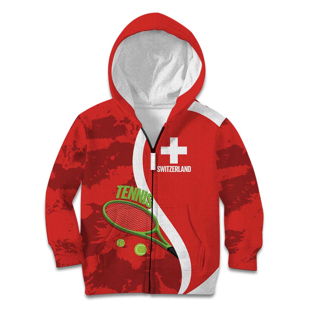 Personalised Switzerland Tennis Kid Hoodie Swiss Born To Play - Wonder Print Shop