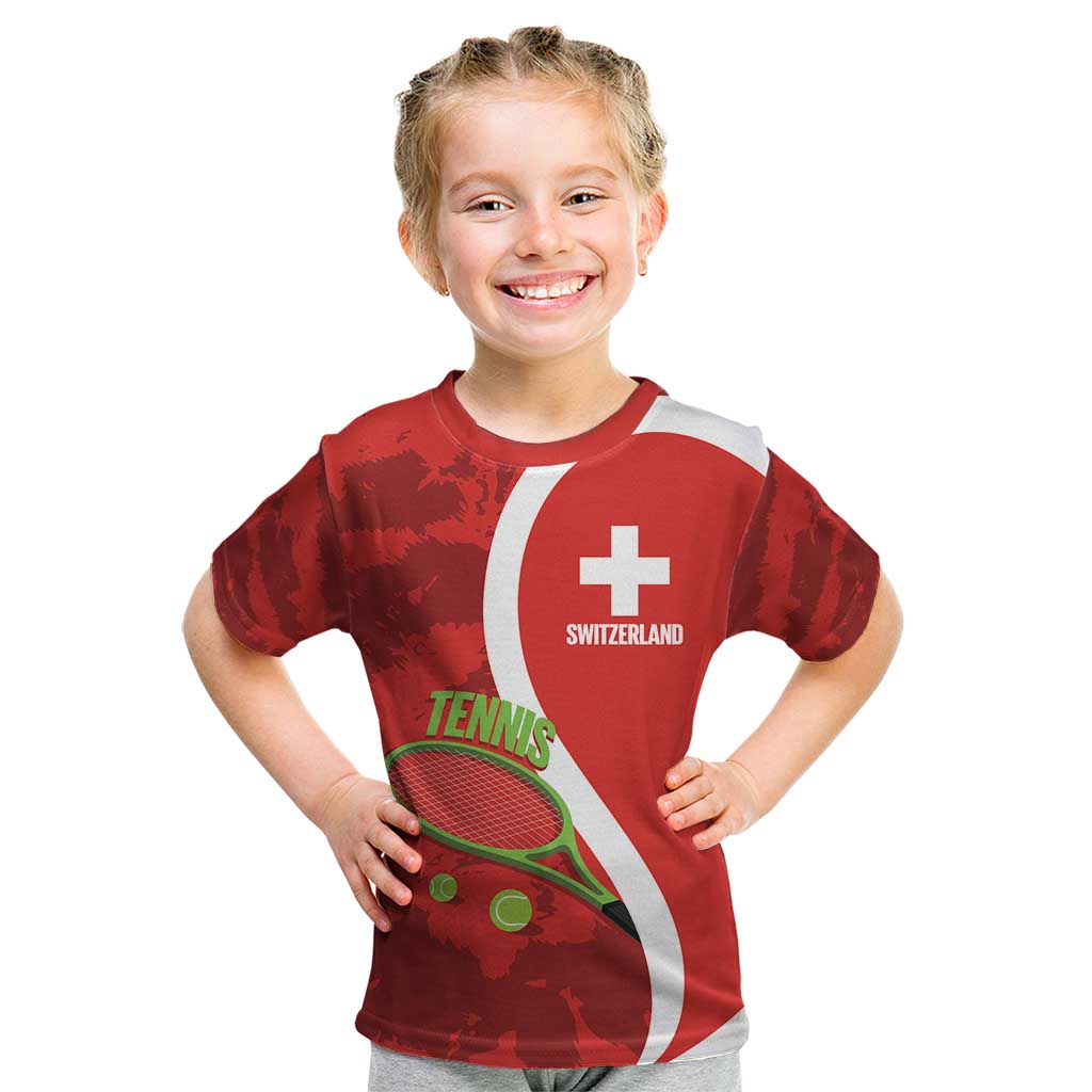 Personalised Switzerland Tennis Kid T Shirt Swiss Born To Play - Wonder Print Shop