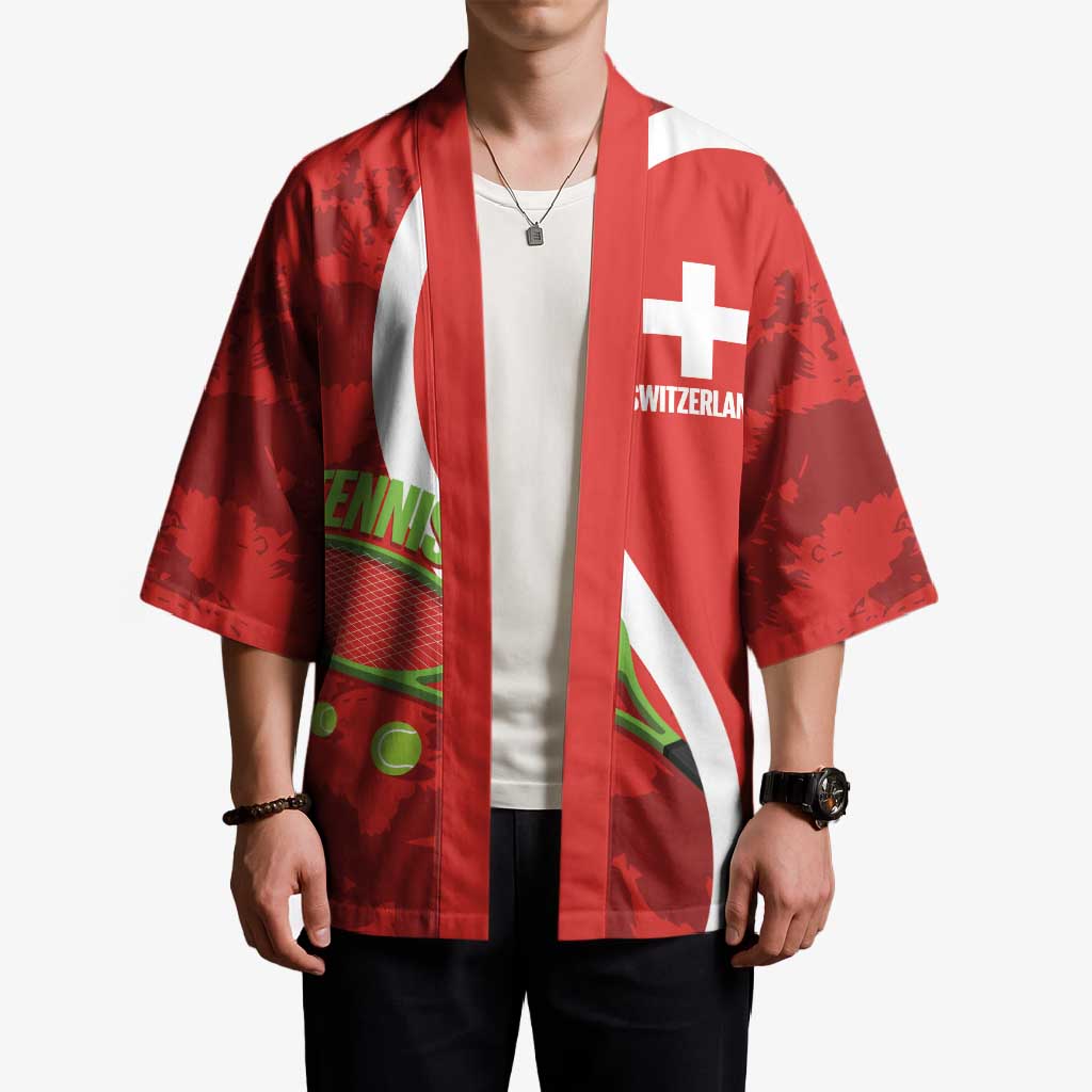 Personalised Switzerland Tennis Kimono Swiss Born To Play - Wonder Print Shop