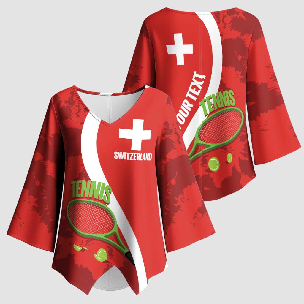 Personalised Switzerland Tennis Kimono Sleeve Blouse Swiss Born To Play - Wonder Print Shop