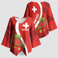 Personalised Switzerland Tennis Kimono Sleeve Blouse Swiss Born To Play - Wonder Print Shop