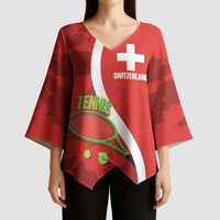 Personalised Switzerland Tennis Kimono Sleeve Blouse Swiss Born To Play - Wonder Print Shop