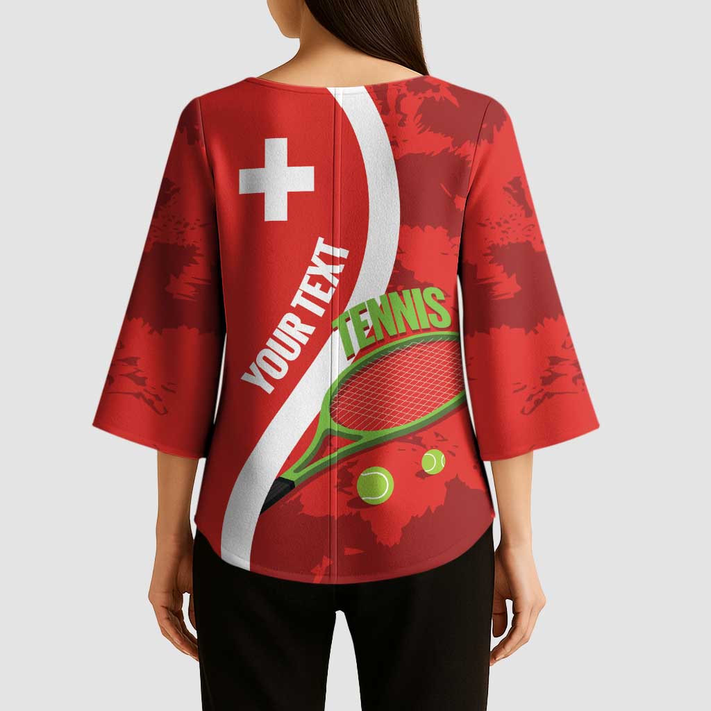 Personalised Switzerland Tennis Kimono Sleeve Blouse Swiss Born To Play - Wonder Print Shop