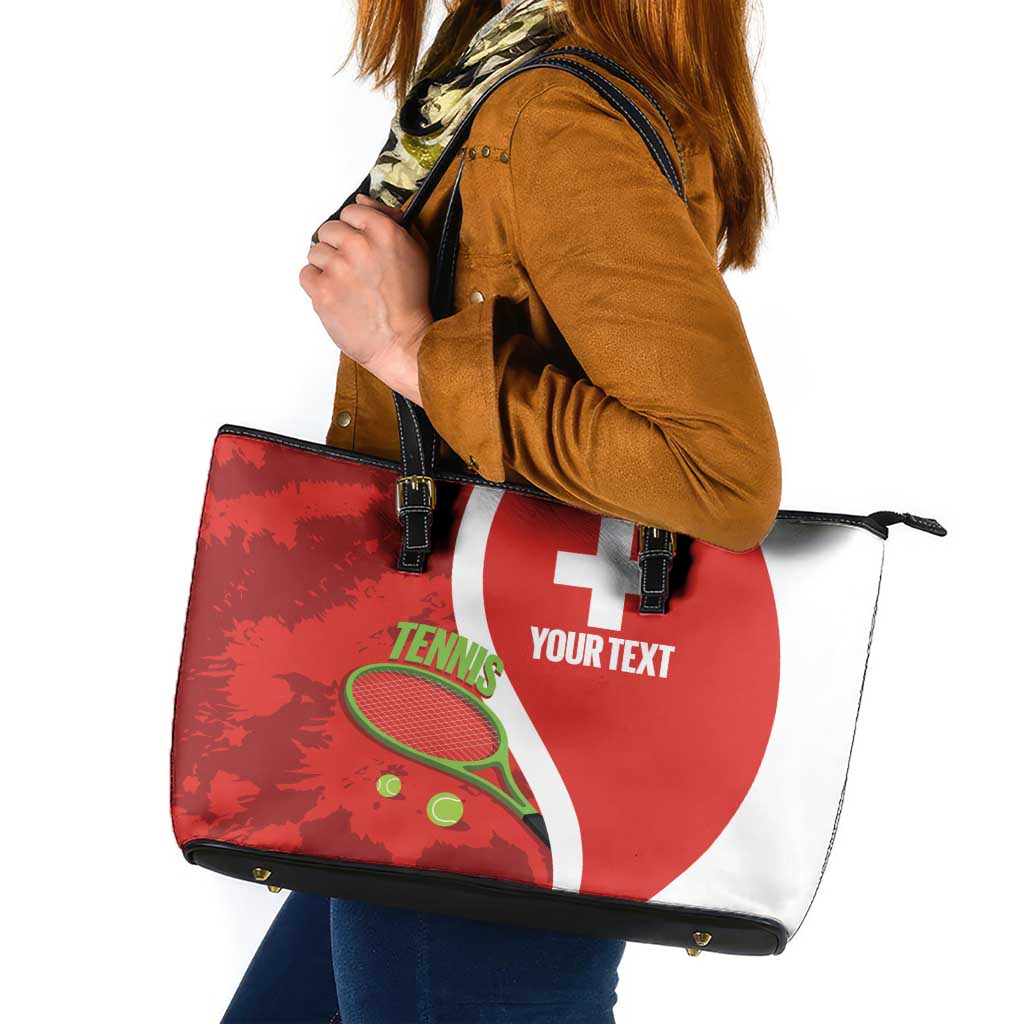Personalised Switzerland Tennis Leather Tote Bag Swiss Born To Play - Wonder Print Shop