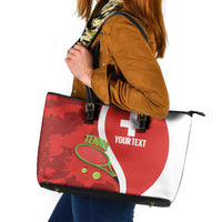 Personalised Switzerland Tennis Leather Tote Bag Swiss Born To Play - Wonder Print Shop