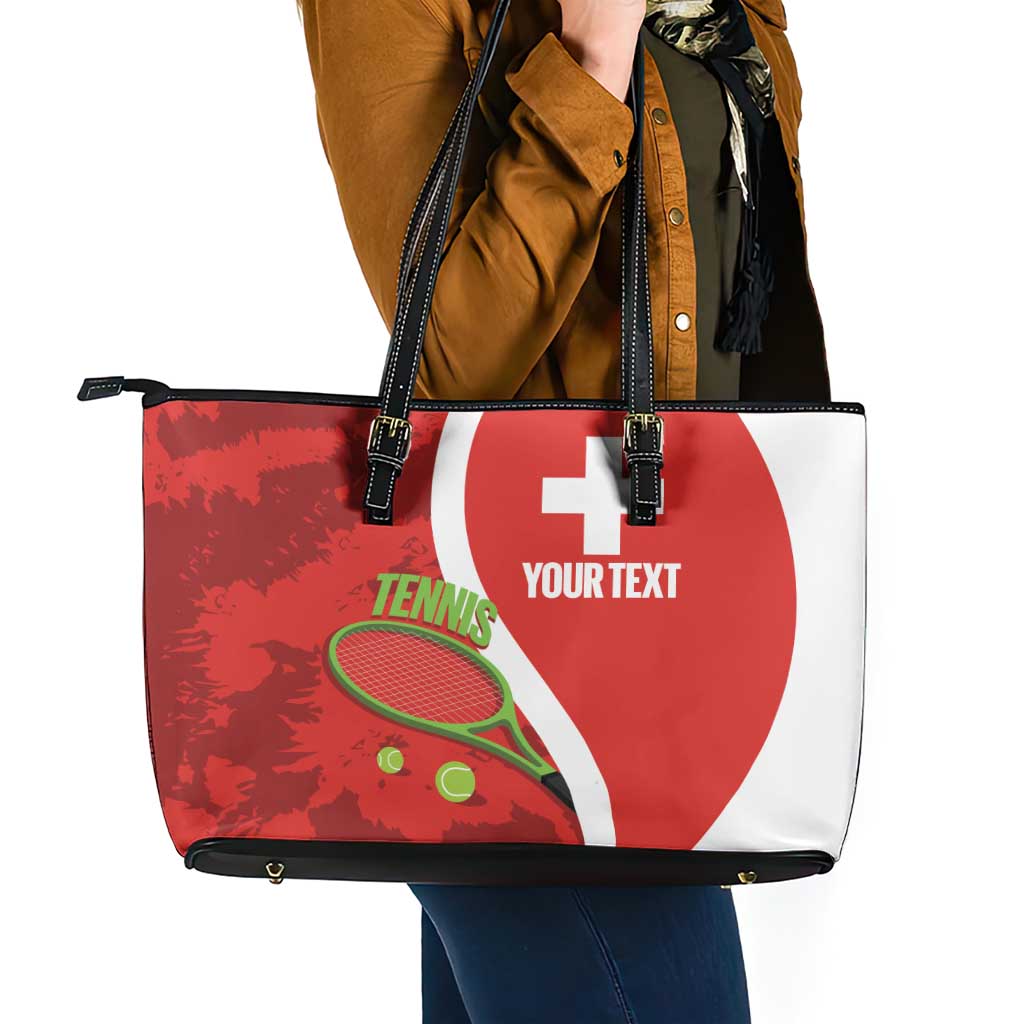 Personalised Switzerland Tennis Leather Tote Bag Swiss Born To Play - Wonder Print Shop