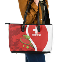 Personalised Switzerland Tennis Leather Tote Bag Swiss Born To Play - Wonder Print Shop