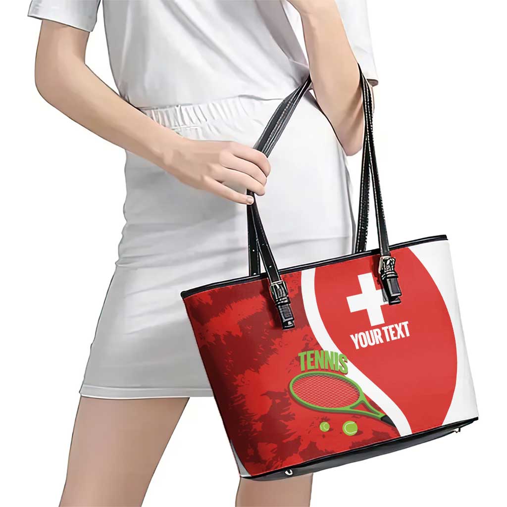Personalised Switzerland Tennis Leather Tote Bag Swiss Born To Play - Wonder Print Shop