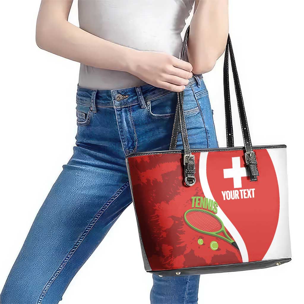 Personalised Switzerland Tennis Leather Tote Bag Swiss Born To Play - Wonder Print Shop