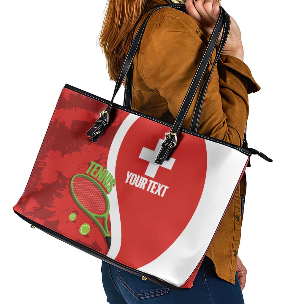 Personalised Switzerland Tennis Leather Tote Bag Swiss Born To Play - Wonder Print Shop