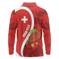 Personalised Switzerland Tennis Long Sleeve Polo Shirt Swiss Born To Play - Wonder Print Shop