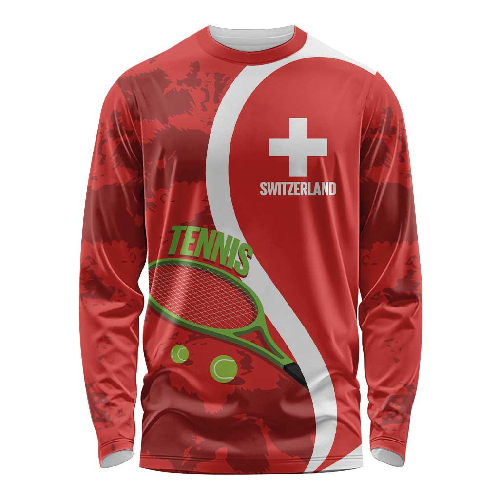 Personalised Switzerland Tennis Long Sleeve Shirt Swiss Born To Play - Wonder Print Shop