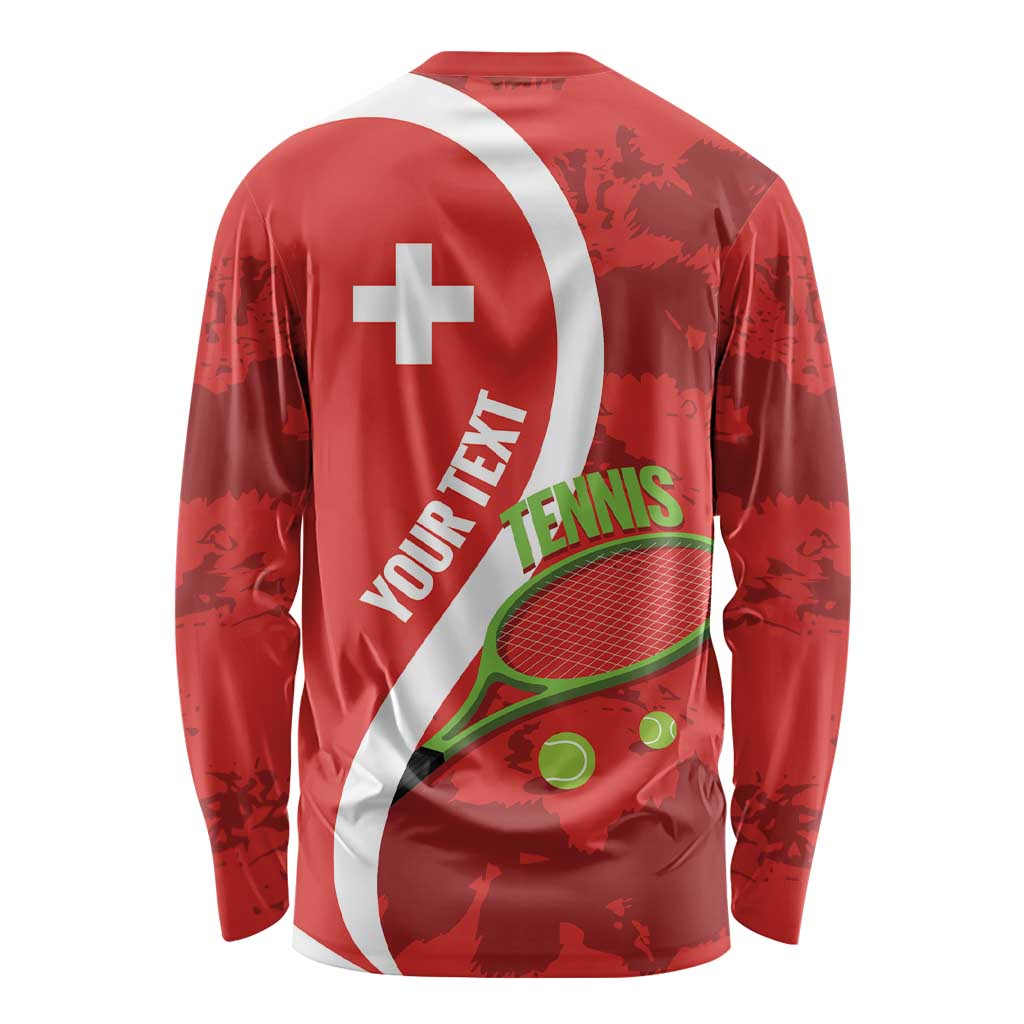 Personalised Switzerland Tennis Long Sleeve Shirt Swiss Born To Play - Wonder Print Shop
