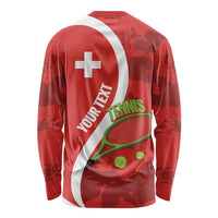 Personalised Switzerland Tennis Long Sleeve Shirt Swiss Born To Play - Wonder Print Shop