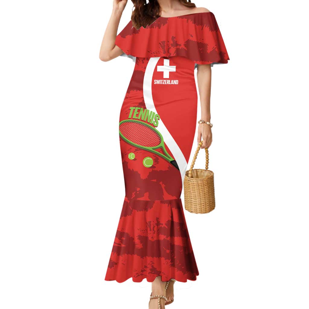 Personalised Switzerland Tennis Mermaid Dress Swiss Born To Play - Wonder Print Shop