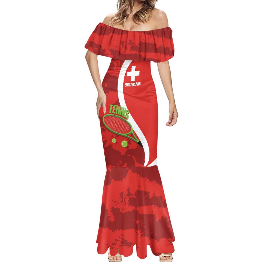 Personalised Switzerland Tennis Mermaid Dress Swiss Born To Play - Wonder Print Shop