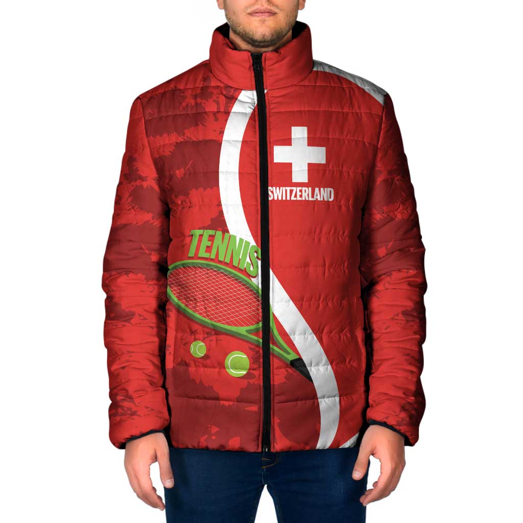 Personalised Switzerland Tennis Padded Jacket Swiss Born To Play - Wonder Print Shop