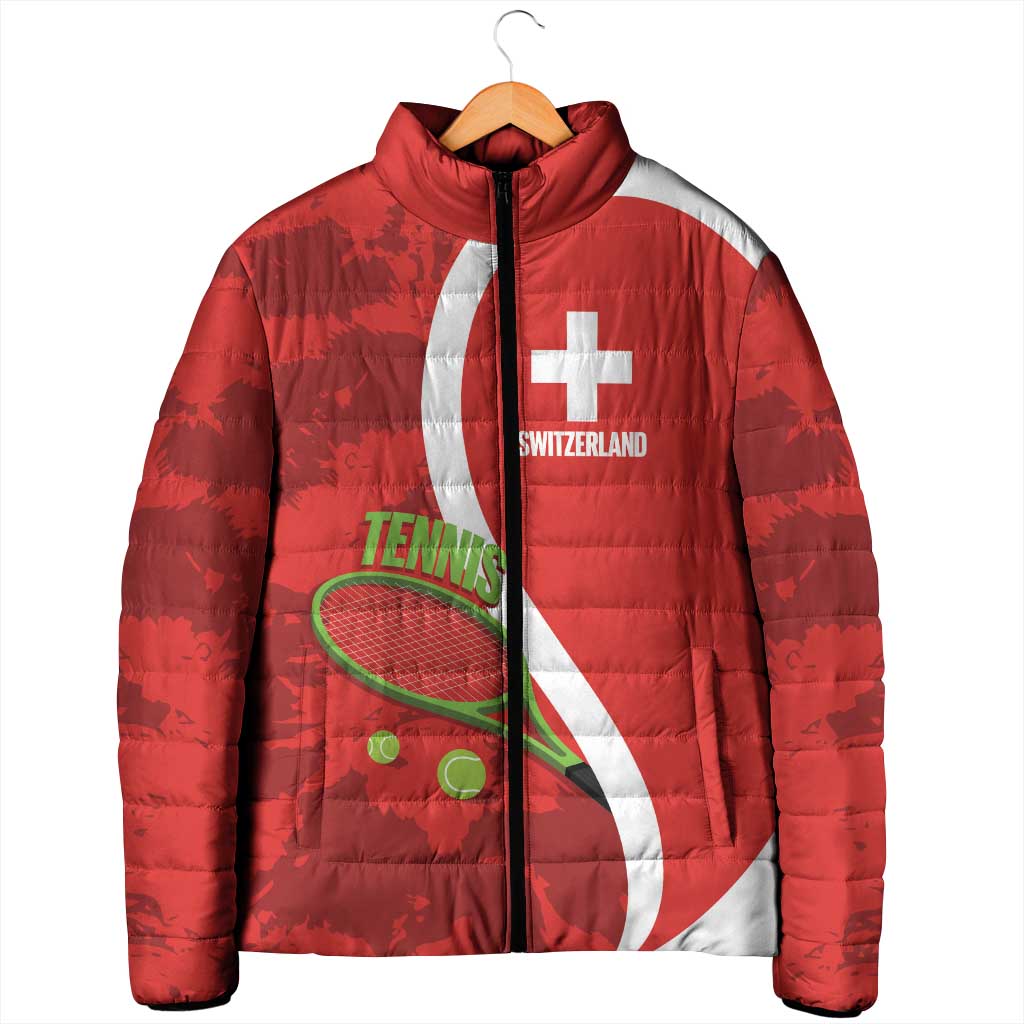 Personalised Switzerland Tennis Padded Jacket Swiss Born To Play - Wonder Print Shop