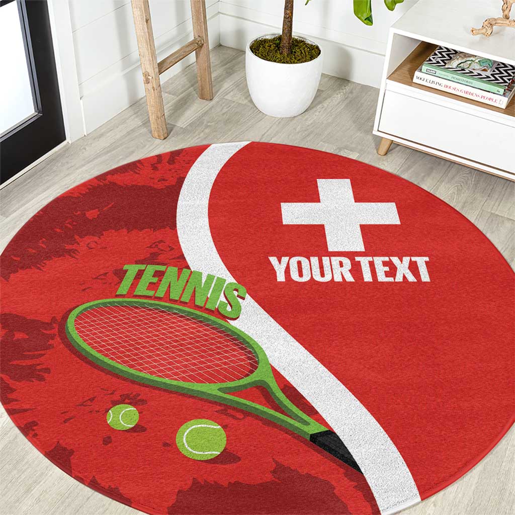 Personalised Switzerland Tennis Round Carpet Swiss Born To Play - Wonder Print Shop