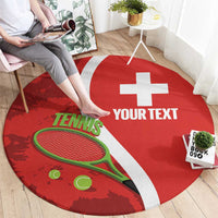 Personalised Switzerland Tennis Round Carpet Swiss Born To Play - Wonder Print Shop