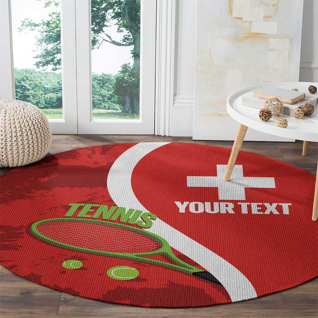 Personalised Switzerland Tennis Round Carpet Swiss Born To Play - Wonder Print Shop