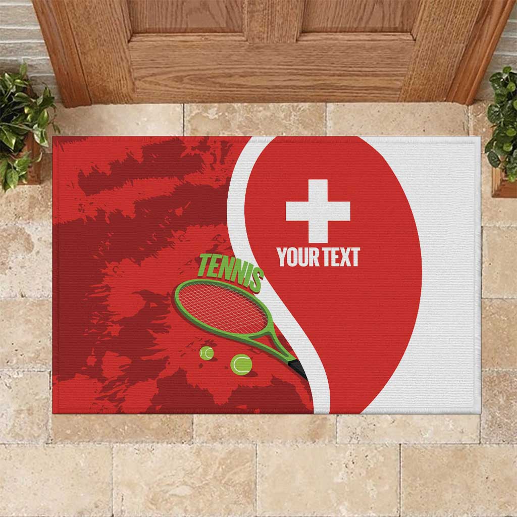 Personalised Switzerland Tennis Rubber Doormat Swiss Born To Play - Wonder Print Shop