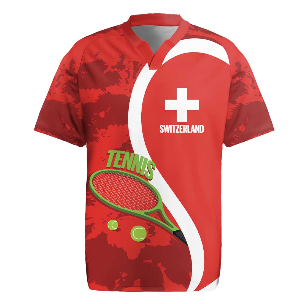 Personalised Switzerland Tennis Rugby Jersey Swiss Born To Play - Wonder Print Shop