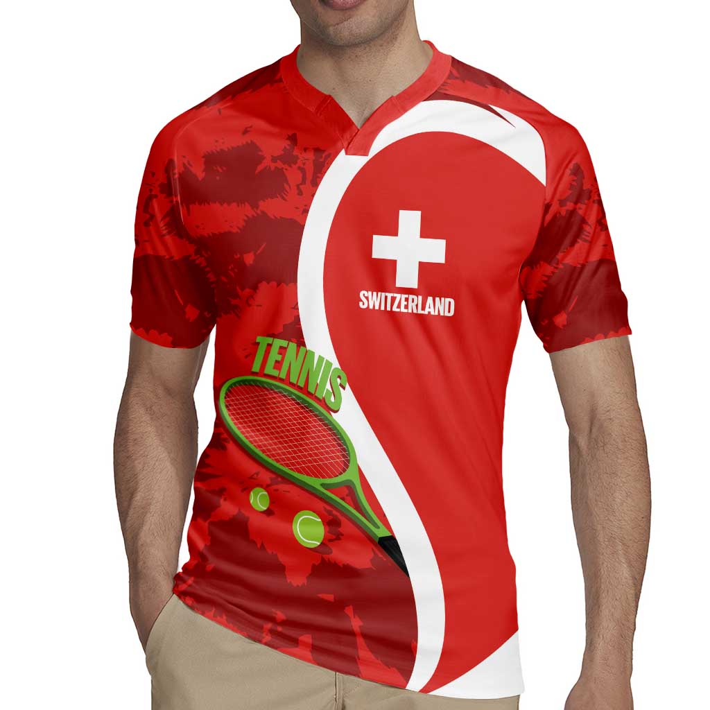 Personalised Switzerland Tennis Rugby Jersey Swiss Born To Play - Wonder Print Shop