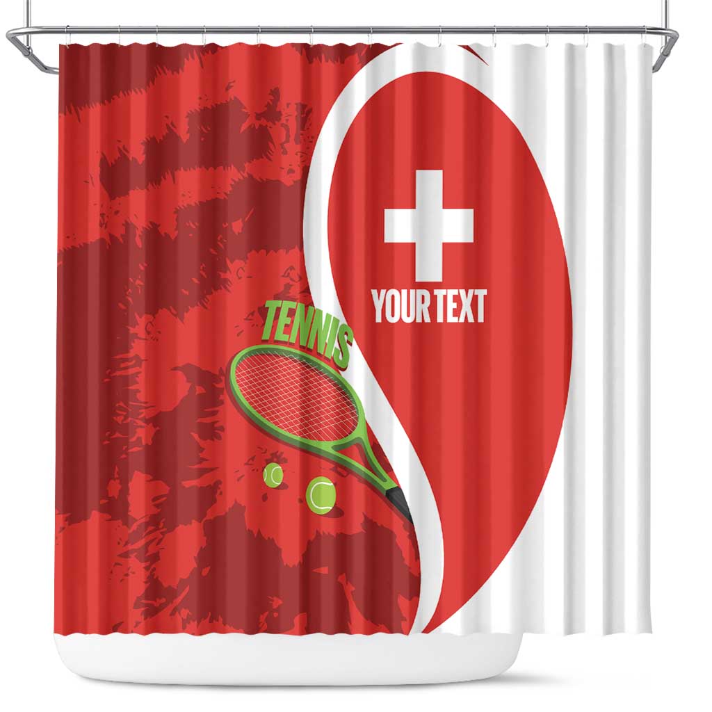 Personalised Switzerland Tennis Shower Curtain Swiss Born To Play - Wonder Print Shop