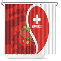 Personalised Switzerland Tennis Shower Curtain Swiss Born To Play - Wonder Print Shop