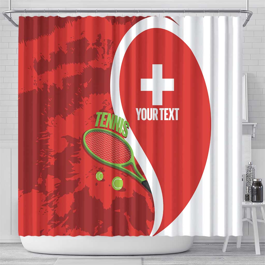 Personalised Switzerland Tennis Shower Curtain Swiss Born To Play - Wonder Print Shop